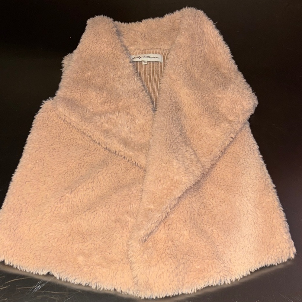 Sebby Collection Faux Fur Sweater Vest S Open Front
